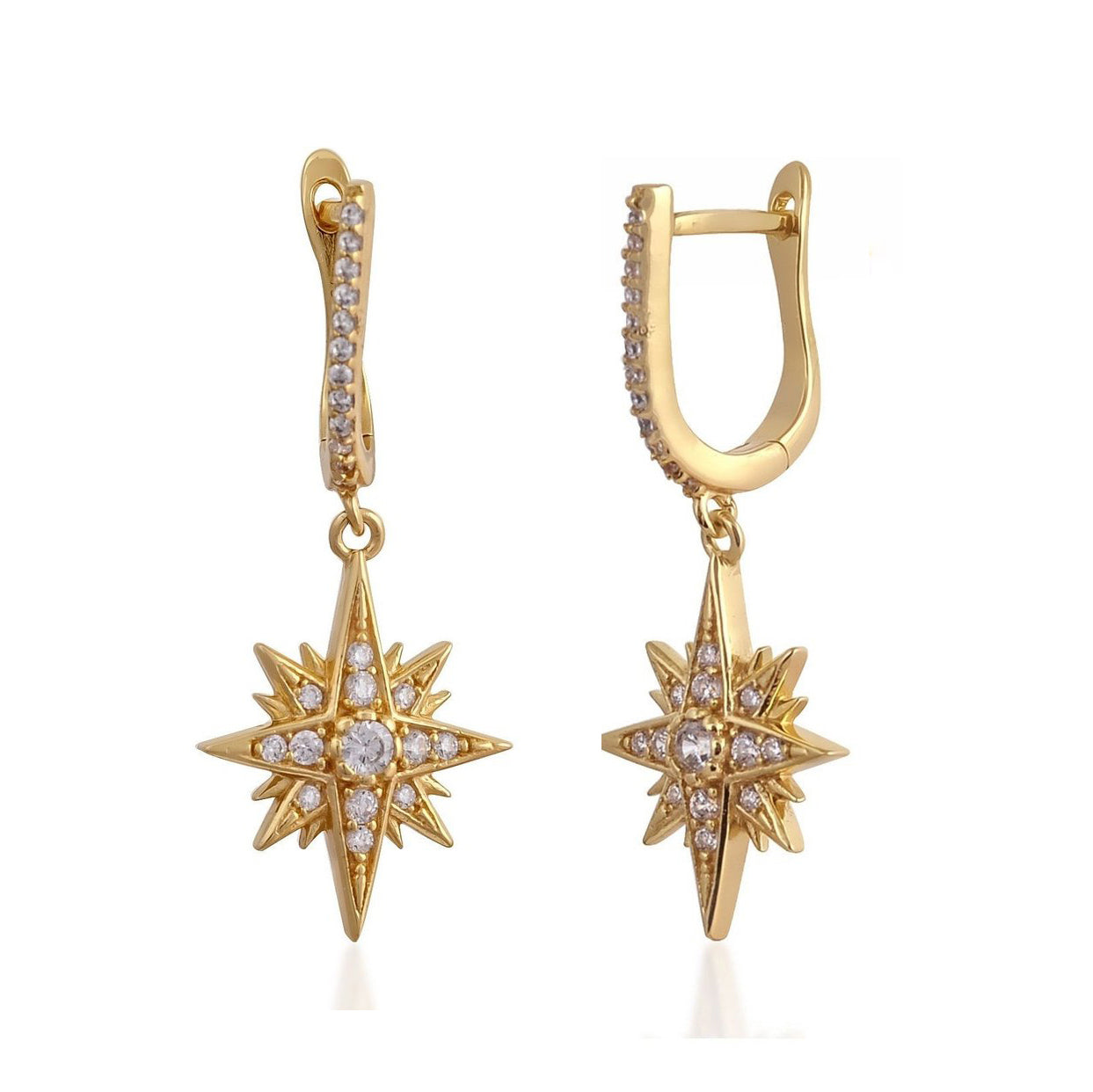 Luxury single starburst hoop earrings