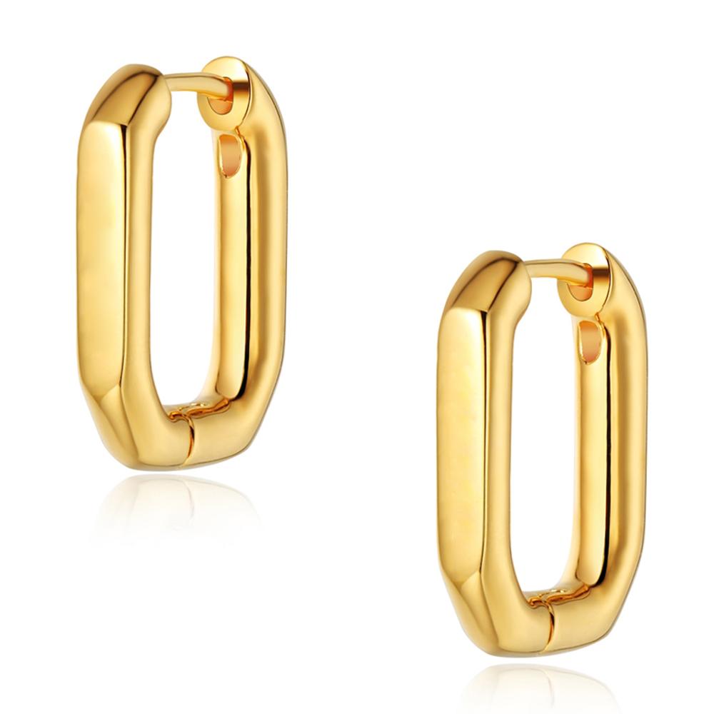 Victoria || Dainty Gold jewelry plated huggie U shape minimalist earring