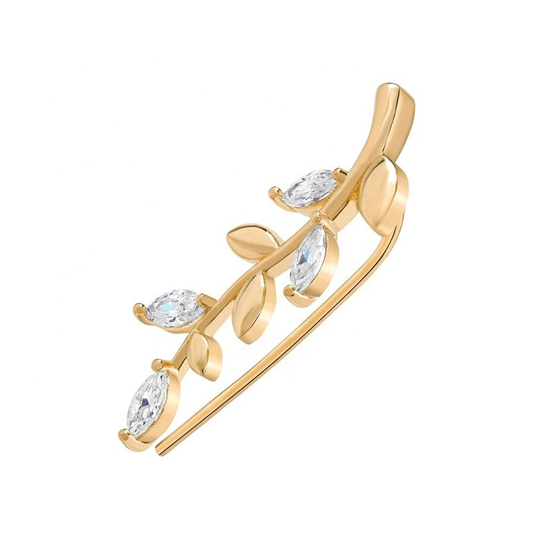 Addison || Dainty jewelry cubic leaf branch climber earrings