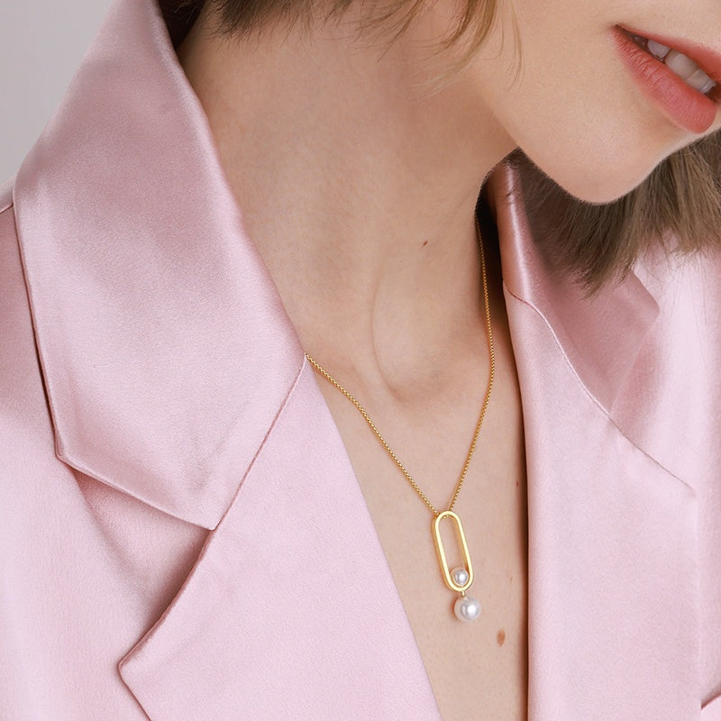 Harper || Venetian Pearl Pendant Geometry Gold