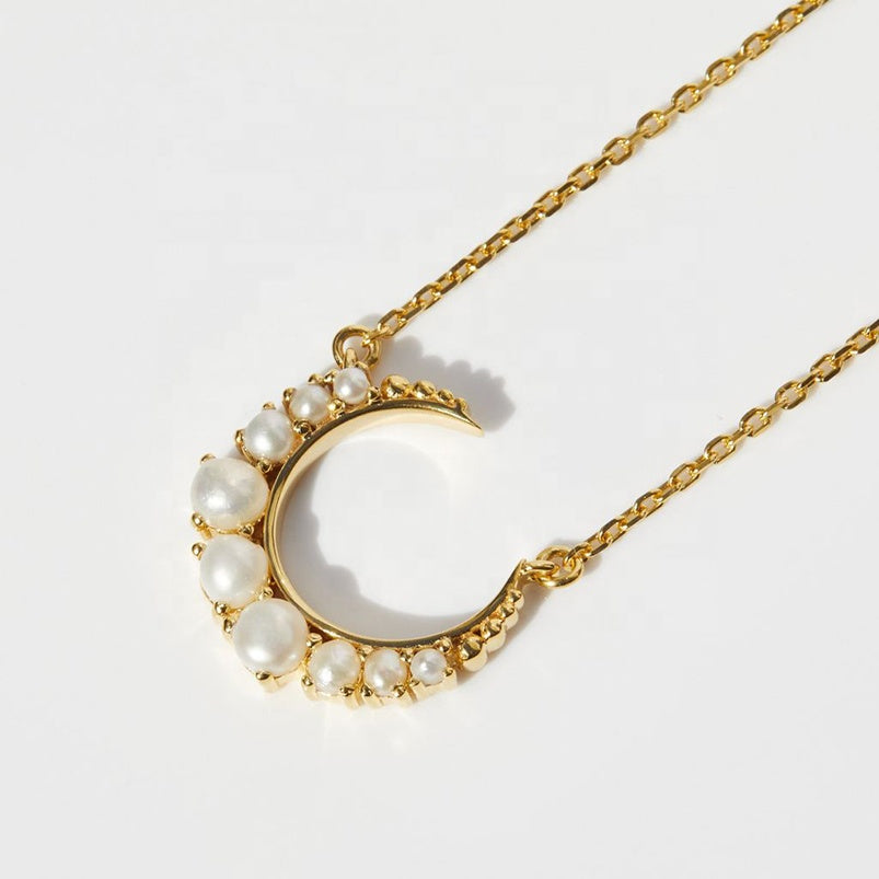 Paisley || Pearl moon celestial pendant necklace