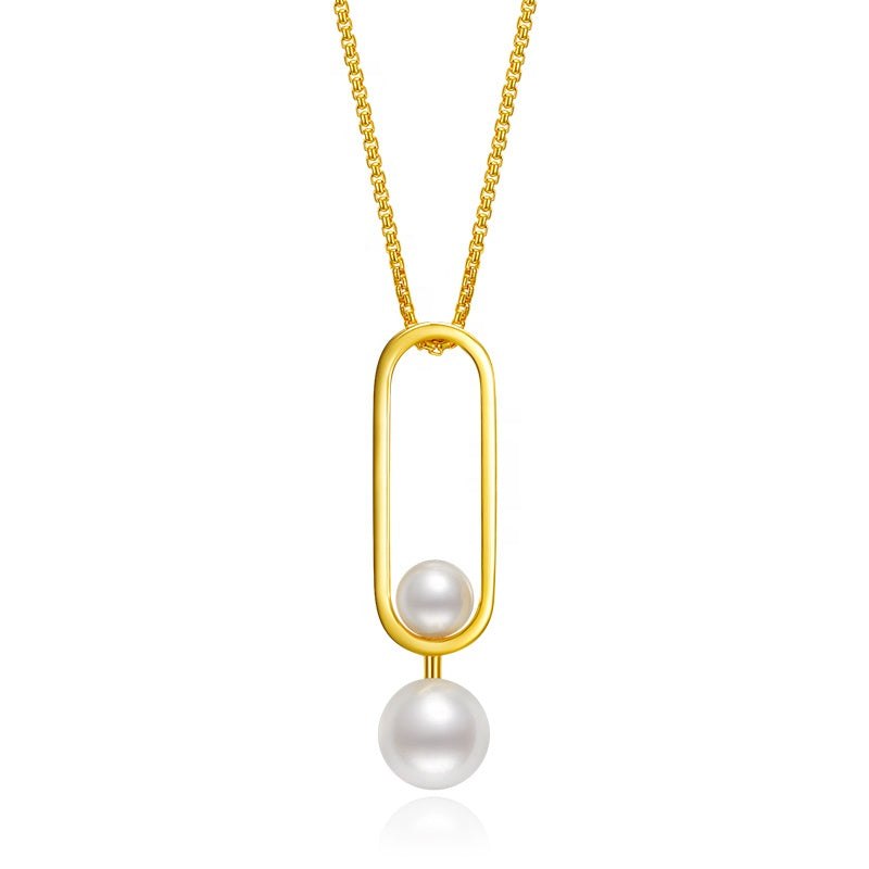 Harper || Venetian Pearl Pendant Geometry Gold