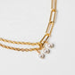 Lucy || Gold pearl set jewelry link choker necklace