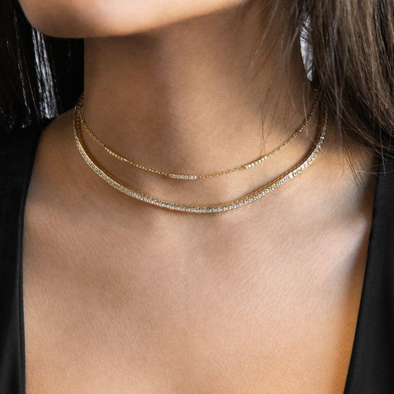 Zirconia tennis statement popular choker necklaces