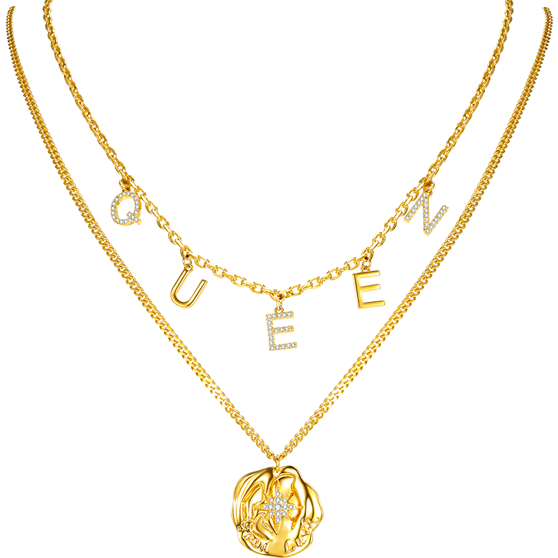 Vendors Letter Pendant Necklace Gold Plated Layered Necklaces