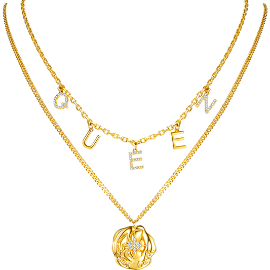 Vendors Letter Pendant Necklace Gold Plated Layered Necklaces