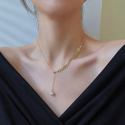 Seawater Pearl Necklace Light Luxury Clavicle Chain GOLD