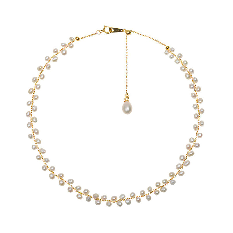 Pearl 18k gold plated choker necklace