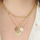 Everly || Dainty minimalist flower medallion coin long chain necklace