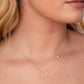 Lillian || Minimalist gold plated pave circle pendant necklace