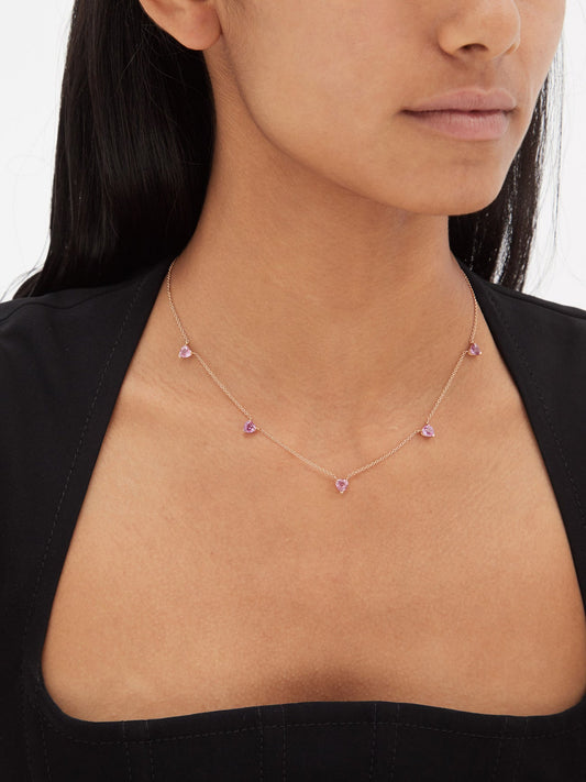 Eliana || Gold Plated Heart sapphire rose gold necklace